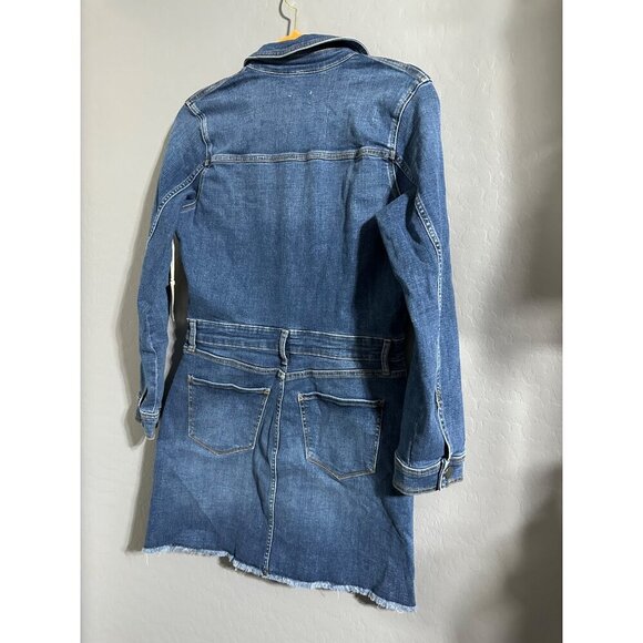 A.N.A Denim Shirt Dress XS Long Sleeve Button Down With Pockets Frayed Hem NWT - Picture 3 of 9